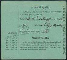 1874 5kr díjjegyes Posta-utalvány "CSÖKÖLY" - "BALATON-EDERICS" 1874 5kr PS mone...