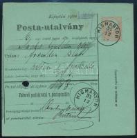 1875 PS-money order "KISMARTON" - Vienna, 1875 5kr díjjegyes Posta-utalvány "KISMARTON" - Wien