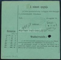 1875 5kr díjjegyes Posta-utalvány "KISMARTON" - Wien 1875 PS-money order "KISMARTON&q...