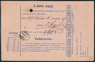 1877 5kr díjjegyes Posta-utalvány 5kr díjkiegészítéssel "ÚJPEST" - Budapest