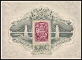 1949 Lánchíd III blokk, a vízjel egy része nagyon halvány, saroktörés jobbra felül (110.000)