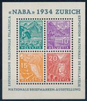 Svájc 1934 NABA blokk (**Mi EUR 750.-) 3 kis falcnyom