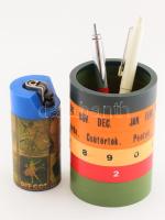 Retro asztali szett, öröknaptár, 2 toll és MAHIR emblémás öngyújtó