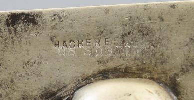 3 darab régi német fém ültetőkártya tartó, közte jelzett, kopással, m: 9,5 cm alatt