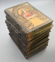 Tolnai Világtörténelme 8 kötete: Ókor I-II. köt., A középkor I-II. köt., A legujabb kor I-II. köt., Újkor I-II. köt. Szerk.: Mangold Lajos, Horváth Cyril. Bp., én., Magyar Kereskedelmi Közlöny. Kiadói szecessziós, aranyozott egészvászon-kötés, kopott, részben foltos borítókkal, sérült kötésekkel és gerincekkel, egy kötet javított gerinccel és kötéssel.