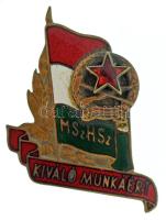 DN(~1950) Magyar Szabadságharcos Szövetség "MSzHSz - Kiváló Munkáért" zománcozott bronz jelvény (~30x34mm) T:AU, patina