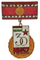 1978. "MHSZ - 30" (Munkára, Harcra kész 30 éves jubileuma) zománcozott, aranyozott bronz jelvény (~30x47mm) T:AU