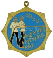 DN (~1970) "Eredményes munkáért" műgyantás bronz tűzoltó jelvény (37mm) T:AU, a nemzetiszínű rátét hiányzik