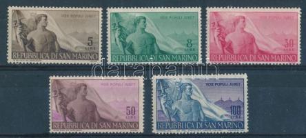 San Marino 1948 Mi 397-401 (Mi EUR 120,-) (gumihibák / gum disturbances)
