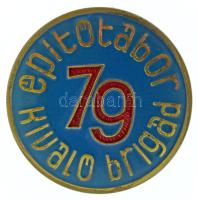 zzz DN (~1970) "79. Építőtábor - Kiváló Brigád" műgyantás bronz lemezjelvény (36,5mm) T:AU