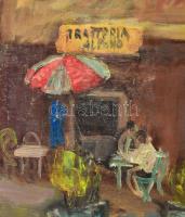 Tallós Ilona (1918-1991): Olasz étterem, 1972. Olaj, vászon, faroston, jelezve jobbra fent: Tallós 1...