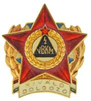 DN(~1980) Villamos Berendezés Készülék Művek "VBKM - Kiváló Dolgozó" aranyozott, zománcozott fém jelvény (28x29mm) T:AU