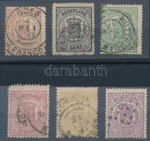 Hollandia 1869 Mi 13-18 rendkívül szép sor, legolcsóbb változattal számolva R! (Mi EUR min.280.-)