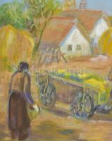 Tallós Ilona (1918-1991): Lovak, 1990. Olaj, farost, jelezve jobbra lent: Tallós 990. Katalógusszám ...