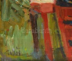 Tallós Ilona (1918-1991): Nyaralói hangulat (Zamárdi, Balaton). Olaj, farost, jelezve balra lent: Ta...