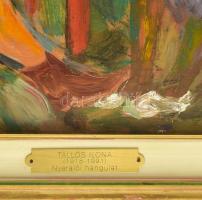 Tallós Ilona (1918-1991): Nyaralói hangulat (Zamárdi, Balaton). Olaj, farost, jelezve balra lent: Ta...