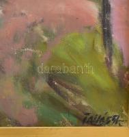 Tallós Ilona (1918-1991): Dunántúli falu, 1951. Olaj, vászon, kartonon, jelezve jobbra lent: Tallós ...