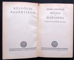 Selma Lagerlöf: Helga, Marianna könyv a Külföldi regényírók sorozatból, Benedek Marcell fordításában a Franklin-Társulat kiadásában, Budapest, jó állapotban