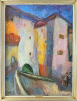 Tallós Ilona (1918-1991): Nápolyi részlet. Olaj, vászon, faroston, jelezve balra lent: Tallós. Katalógusszám nélkül. Keretben. 80x60 cm.