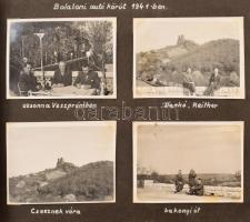 1941 Régi fotóalbum, benne balatoni autós körút, erdélyi városképek, tájképek, Sümeg, Badacsony, Sopron, Kolozsvár, stb., 8×6 cm-es fotókkal