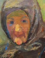 Tallós Ilona (1918-1991): Öregasszony, 1983. Olaj, farost, jelezve jobbra fent: Tallós 1983. Katalóg...