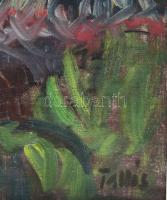 Tallós Ilona (1918-1991): Zakatoló vonat, 1970-es évek eleje. Olaj, vászon, faroston, jelezve jobbra...