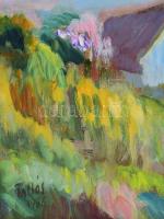 Tallós Ilona (1918-1991): Szárszói part (Balaton), 1986. Olaj, farost, jelezve balra lent: Tallós 19...