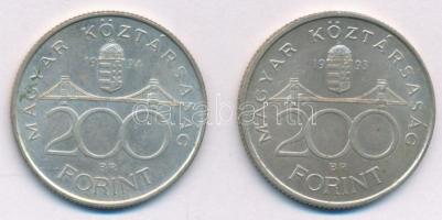 1993. 200Ft Ag "MNB" + 1994. 200Ft Ag "Deák" T:XF Adamo F13, F13.1
