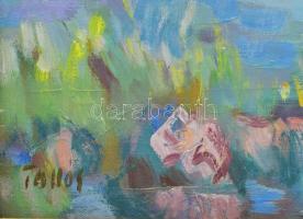 Tallós Ilona (1918-1991): Vitorlások a Balatonon. Olaj, vászon, jelezve balra lent: Tallós. Hátoldal...