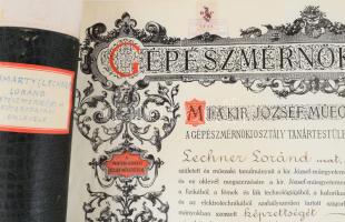 1947 Kismarty Lechner Loránd (1883-1963) építész gépészmérnöki diplomája és közgazdasági oklevele