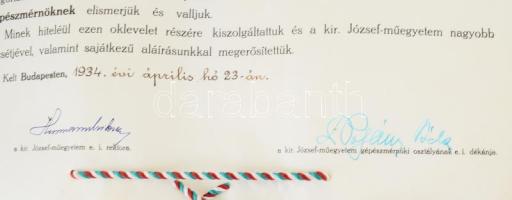 1947 Kismarty Lechner Loránd (1883-1963) építész gépészmérnöki diplomája és közgazdasági oklevele