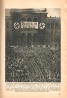 Az új világháború története + Az öt világrész harca. (A Pesti Hírlap 1942. és 1943. évi évkönyve.) [Két kötetben.] Budapest, [1941-1942]. Légrády Testvérek Rt. (ny.) 159 + [1] p.; 79 + [1] p. A Légrády Testvérek tulajdonában levő irredenta szemléletű konzervatív hírlap (1878-1944) a korszak egyik legnépszerűbb napilapjaként számos melléklapot és ajándék kiadványt is publikált. Kalendáriumként is funkcionáló, szövegközti felvételekkel gazdagon díszített évkönyvei a háborús években mellőzik a honismereti és szórakoztató tartalmat: az 1942-es és 1943-as háborús év évkönyvei kizárólag az elmúlt év diplomáciai, világ- és hadpolitikáját tekintik át, gazdag fotóanyag és háborús térképvázlatok kíséretében. Az áttekintő elemzések értelemszerűen a tengelyhatalmak hadi és geopolitikai sikereiről szólnak elismerően; a háborús pusztítás morális kérdéseit nem feszegetik. Mindkét évkönyv szerkesztése az előző év novemberében zárult le. Az 1942. évi kötet a Párizs környéki igazságtalan békéktől 1941 novemberéig jut el, a következő kötet innentől folytatja 1942 novemberéig. Második évkönyvünk az anyagcsatává váló keleti front elemzését elvégzi ugyan, ám érdeklődésének valódi középpontjában a harmadik tengelyhatalom, Japán csendes-óceáni és kelet-ázsiai villámháborús sikerei állnak. Köteteink fűzése meglazult, néhány levelük kijár a kötetből. Fűzve, egységes, színes, illusztrált, enyhén sérült, kissé foltos kiadói borítóban.