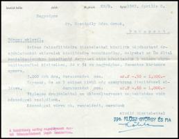 [Kézirat] Klösz Pál (1874-1951) grafikus, fényképész, nyomdavezető géppel írt üzleti levele a Klösz ...