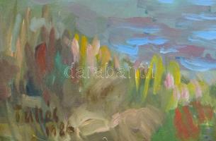 Tallós Ilona (1918-1991): Balatoni csónakok, 1986. Olaj, farost, jelezve balra lent: Tallós 1986. Ka...