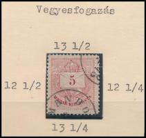 1874 vagy 1881 5kr vegyes fogazással (filázva)