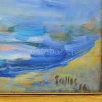 Tallós Ilona (1918-1991): Balatoni vitorlások, 1986. Olaj, farost, jelezve jobbra lent: Tallós 86. K...