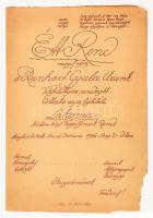 1936 Étt-rend vagyis azaz a Renhart Gyula urunk tiszteletére rendezett collatio azaz czéhbeli lakoma... Étlap. 4 p. M. KÁllai, Arad, litográfia. (2) p.