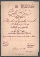 1936 Étt-rend vagyis azaz a Renhart Gyula urunk tiszteletére rendezett collatio azaz czéhbeli lakoma... Étlap. 4 p. M. KÁllai, Arad, litográfia. (2) p.