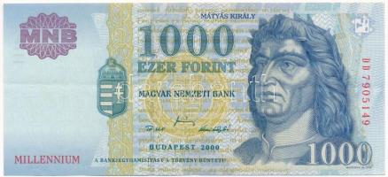 2000. 1000Ft "DD", "Millennium" T:F, szép papír Adamo F55B