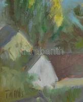 Tallós Ilona (1918-1991): Naplemente (a Balatonon). Olaj, farost, jelezve balra lent: Tallós. Kataló...