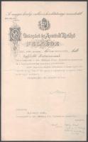 1917 Bp., gróf Apponyi Albert (1846-1933) nagybirtokos, politikus, belső titkos tanácsos, vallás- és közoktatásügyi miniszter autográf aláírása kinevezési okiraton Sajó Sándor, született Heringer (1868-1933 költő, tanár, drámaíró, tankerületi királyi főigazgató, az MTA levelező tagja részére