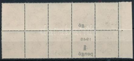1945 Kisegítő 4P/30f ívszéli 10-es tömb részleges gépszínátnyomattal