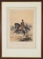 XIX. közepe/XIX vége K.K. General der Cavallerie, Wien, Alois Leykum, litográfia, papír, modern üvegezett fakeretben, paszpartuban, foltos, 39x27 cm, keret: 60x45 cm