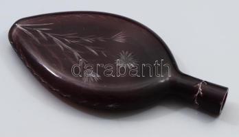Bíborpácolt lapos flaska, lepattanással, m: 23 cm