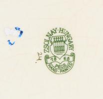 Zsolnay tálka, kézzel festett, jelzett, kopással d: 10 cm