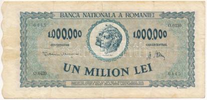 Románia 1947. 1.000.000L "O.0420 0445" T:F,VG Romania 1947. 1.000.000 Lei "O.0420 0445" C:F,VG Krause P#60a