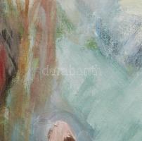 Tallós Ilona (1918-1991): Dombos téli táj. Olaj, vászon, faroston, jelzés nélkül. Katalógusszám nélk...