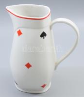 Zsolnay francia kártya mintás vizeskancsó, jelzett, hibátlan, m: 23 cm