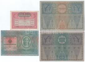 Ausztria 1902-1918. 2K + 100K + 1000K II. kiadás + 10.000K, mindegyik vízszintes "DEUTSCHÖSTERR...