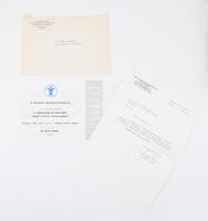 1992 Grétsy László (1932-2024) nyelvész részére Társadalmi Egyesülések Szövetsége által adományozott emléklap, hozzá az adományozó levél borítékkal.